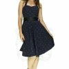 Dr Faust White Anchors Nautical Navy Midi Dress - Gabriella