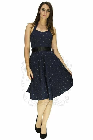 Dr Faust White Anchors Nautical Navy Midi Dress - Gabriella 3 Dr Faust White Anchors Nautical Navy Midi Dress - Gabriella