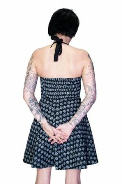 Dr Faust White Evil Cats Black Mini Dress - Katz -Burleska shop white eye of sauron black mini dress nathalia dr faust 2 300x