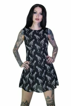 Dr Faust White Guns Dangerous Black Sheer Mini Dress - Melanie