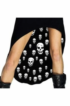 Dr Faust White Inner Skulls Nu Goth Black High-Low Dress - Raven -Burleska shop white inner skulls nu goth black high low dress raven dr faust 2 300x