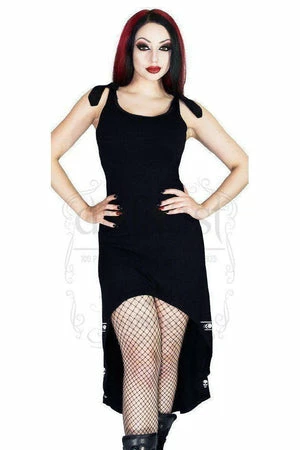 Dr Faust White Skulls Black High-Low Dress - Blair 4 Dr Faust White Skulls Black High-Low Dress - Blair - Image 2