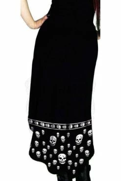 Dr Faust White Skulls Black High-Low Dress - Blair 7 Dr Faust White Skulls Black High-Low Dress - Blair -Burleska shop white skulls black high low dress blair dr faust 3 300x