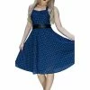 Dr Faust White Stars Navy Midi Dress - Kate