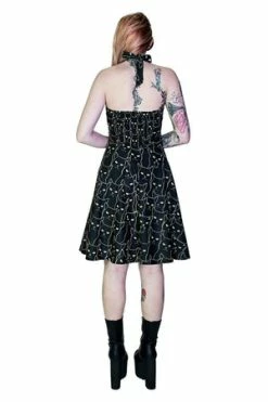 Dr Faust Yellow Evil Cats Black Midi Dress - Katz -Burleska shop yellow evil cats black midi dress katz dr faust 2 300x