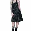 Dr Faust Yellow Evil Cats Black Midi Dress - Katz