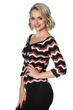 Banned Zoey Zig Zag Bow Front Top -Burleska shop zoey zig zag bow front top banned 3 300x