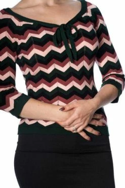 Banned Zoey Zig Zag Bow Front Top -Burleska shop zoey zig zag bow front top banned 4 300x