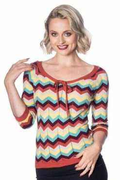 Banned Zoey Zig Zag Bow Front Top -Burleska shop zoey zig zag bow front top banned 5 300x