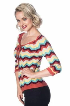 Banned Zoey Zig Zag Bow Front Top -Burleska shop zoey zig zag bow front top banned 7 300x